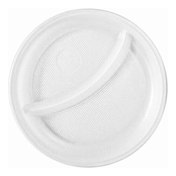 Тарелки одноразовые ANTELLA  пластиковые белые 2-секционные, 220 мм, 6 шт