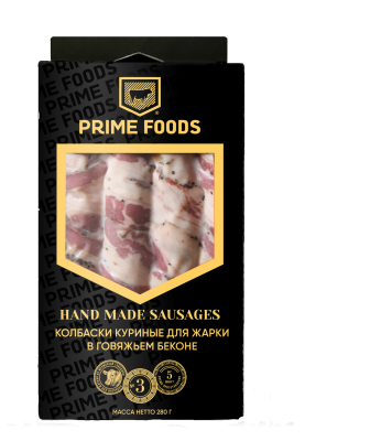 45 996 Колбаски PRIME FOODS Куриные в беконе для жарки, 280 г