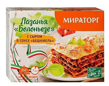 Лазанья МИРАТОРГ Болоньезе с сыром в соусе Бешамель, 350 г
