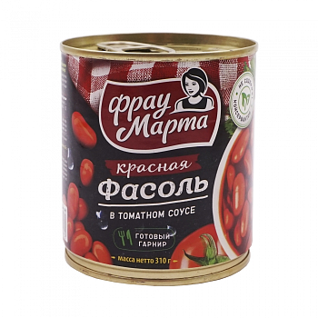 Фасоль красная ФРАУ МАРТА в томатном соке ж/б, 310 г