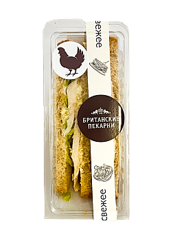 Сэндвич-ролл БРИТАНСКИЕ ПЕКАРНИ Цезарь курицей, 160 г