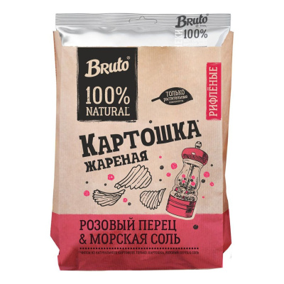 45975 Чипсы картофельные BRUTO Картошка натуральная жареная с розовым перецем и морской солью, 120 г