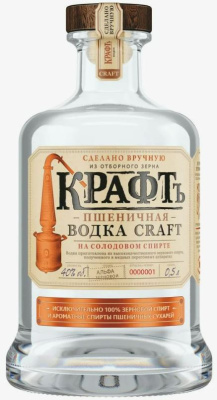 38834 Водка КРАФТЪ Пшеничная 40%, 0,5 л