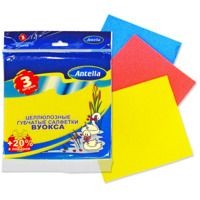 38898 Салфетка целлюлозная Антелла губчатая 15130,4см 3шт Вуокса