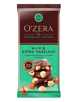 Шоколад молочный OZera Extra Milk & Hazelnut O"Zera 90г с фундуком