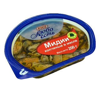 Мидии копчёные в масле Любо есть 200г VICI