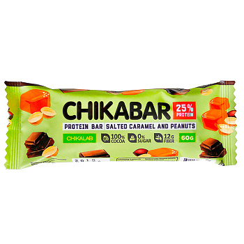 Батончик протеиновый CHIKALAB Chika Layers Соленая карамель и арахис, глазированный, 60г
