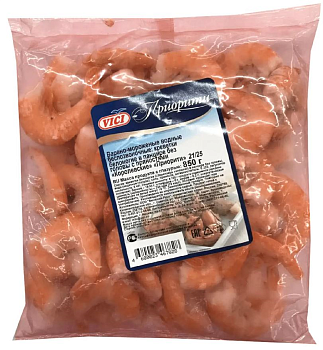 32803 Креветки королевские VICI без головы варено-мороженые 21.25 в панцире, 850 г
