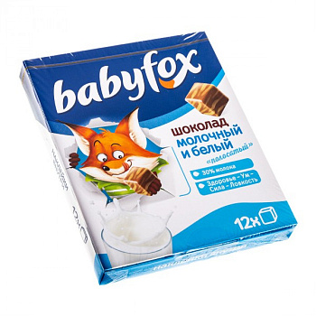 Шоколад молочный и белый BABYFOX, 90г