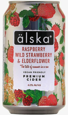 33508 Сидр ALSKA со вкусом малины, земляники, бузины 4% 0,33л ж б